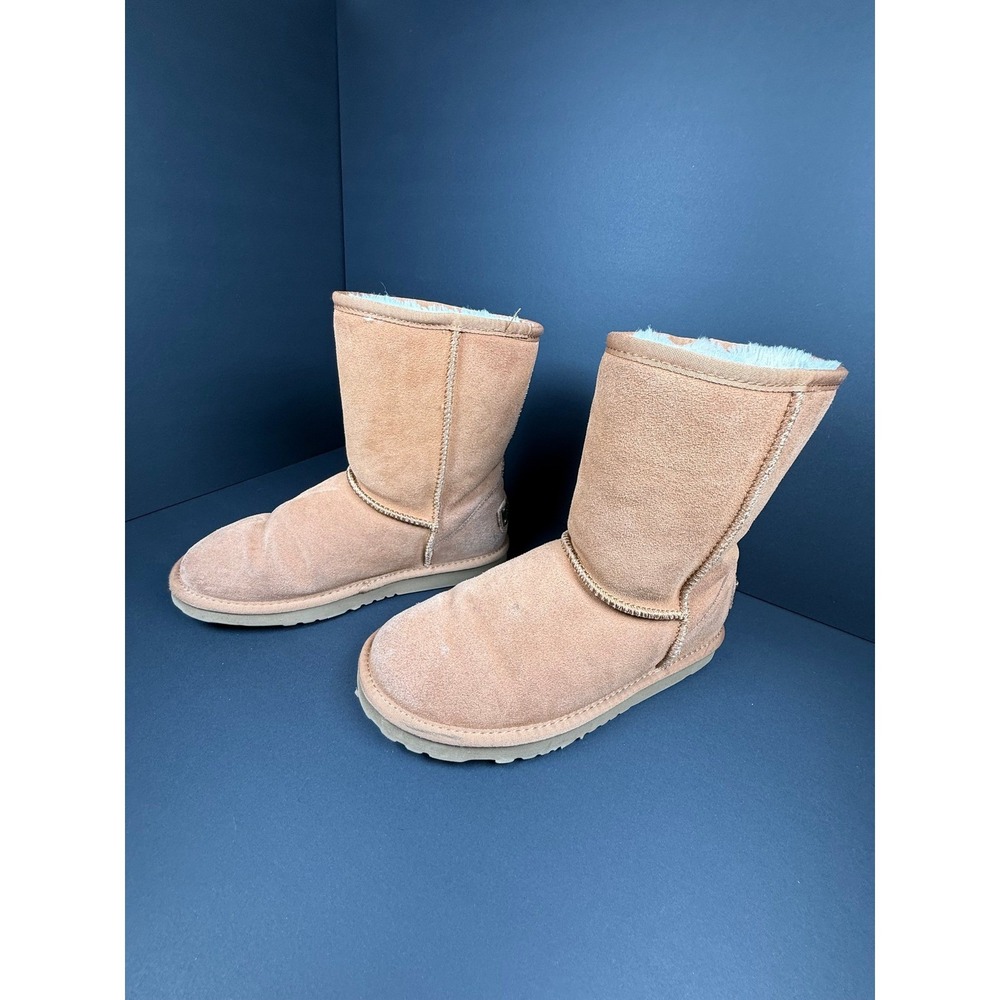 Ausland Boots Women 7.5 Tan Classic Mid-Calf Suede Faux Fur Lined Winter Comfort